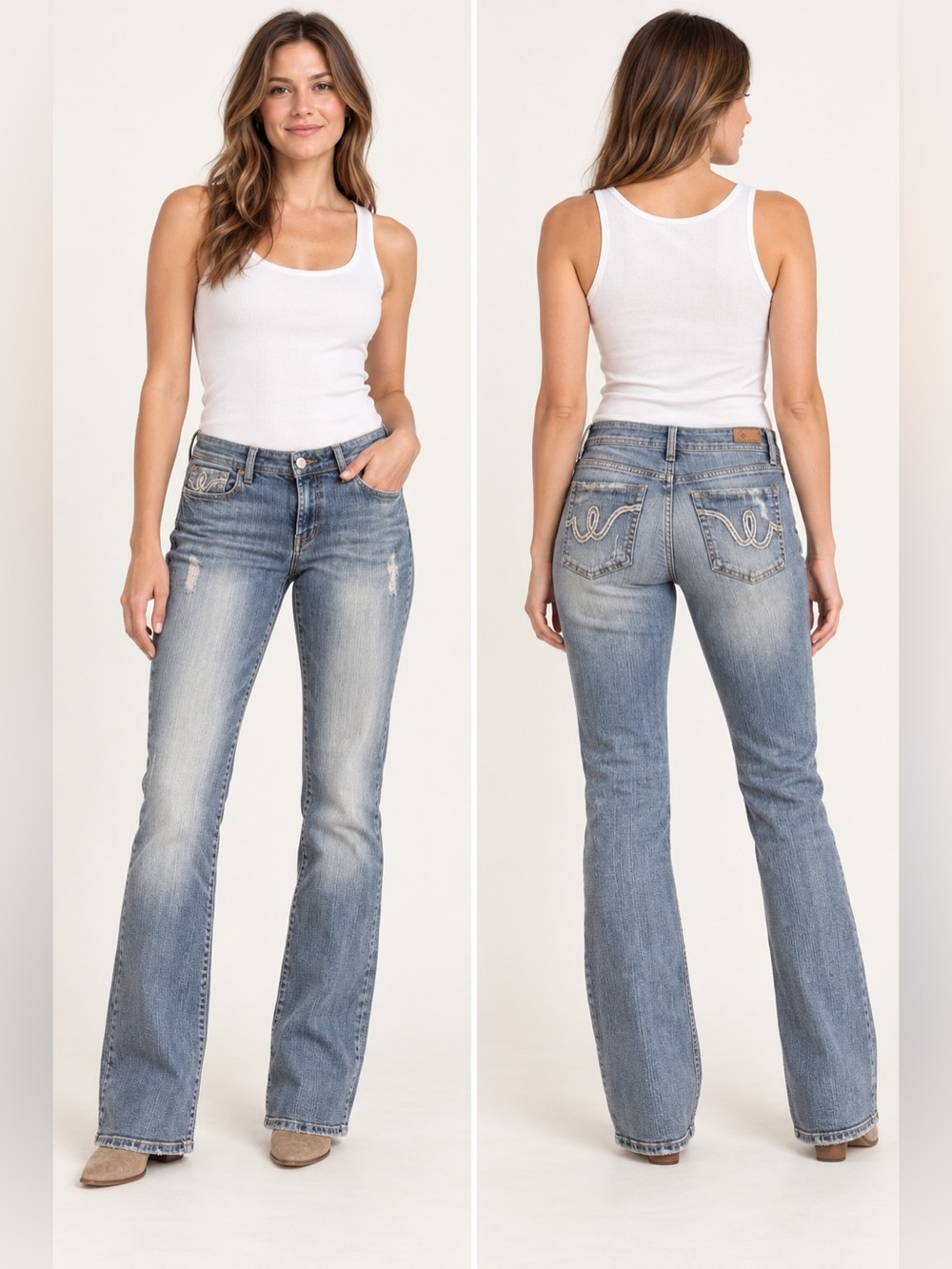 Classic Mid-Rise Bootcut Women Jeans - Light Blue brand is Refuge
